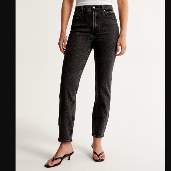 Abercrombie & Fitch High Rise Mom Jean in Black 26 2 Long - Picture 5 of 9